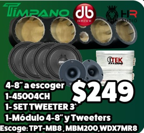 Combo Modulos Timpano DB HR 4-8 a escoger 4500 4CH Set Tweeter 3 Modulo 4-8 y Tweeters