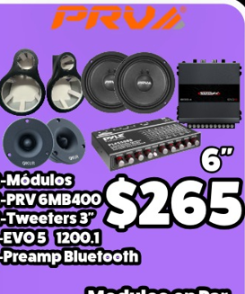 Combo Chuma 2-Modulos 2-PRV 6MB400 2-Tweeters 3 1-EVO5 1200.1 1-Preamp Bluetooth