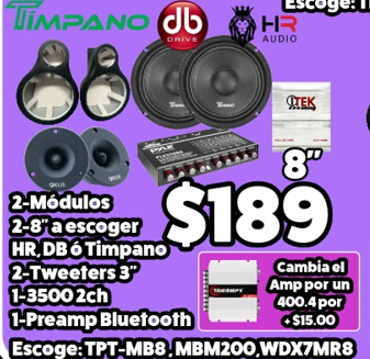 Combo Chuma 2-Modulos 2-8 a escoger 2-Tweeters 3 1-3500 2CH 1-Preamp Bluetooth
