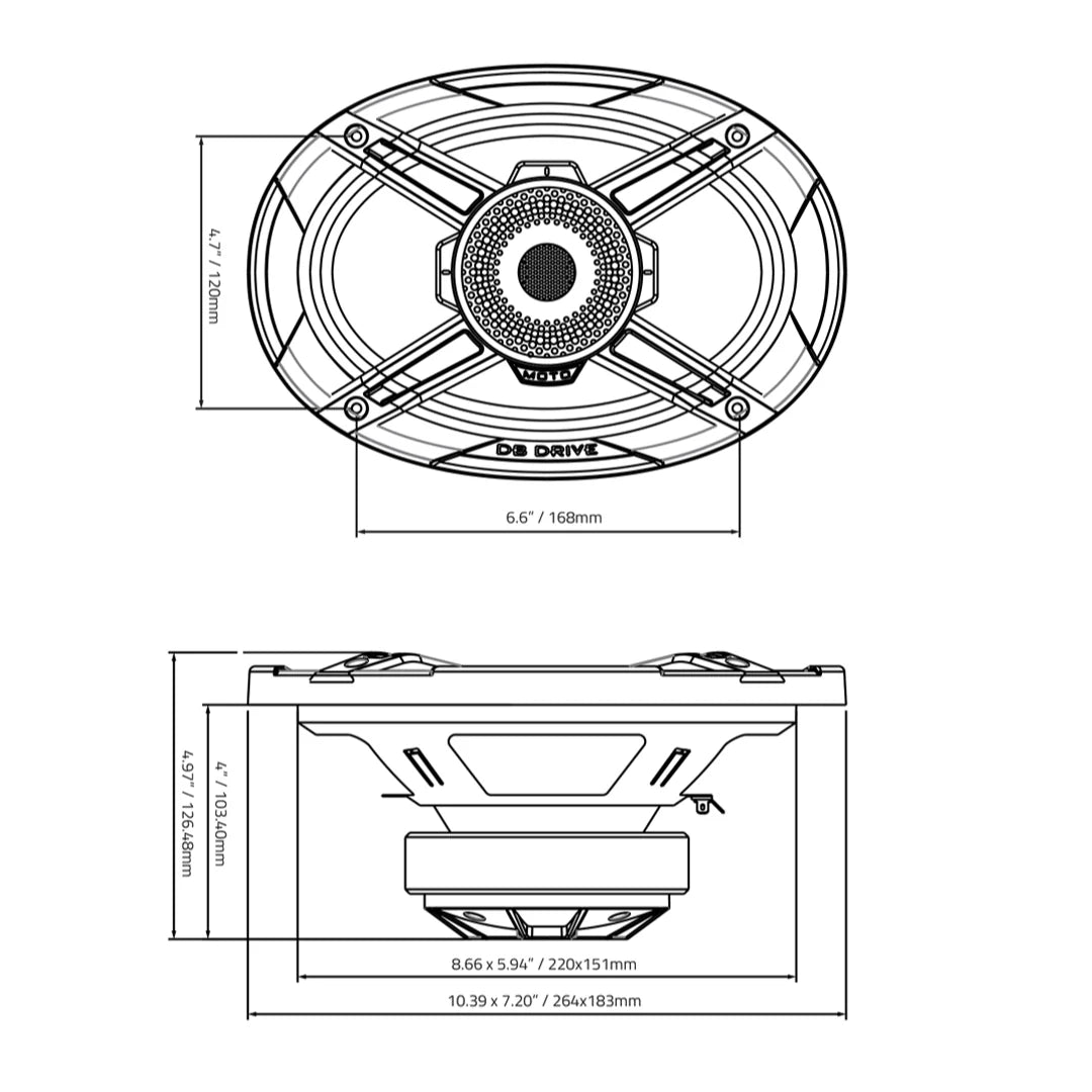 WDX69MOTO-CD 6"×9" Moto 2-Way Loudspeakers W/Back mounted Compression Driver (1 Pair)
