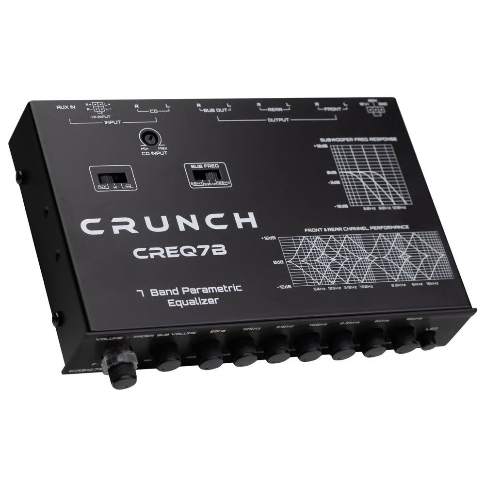 Crunch CREQ7B 7-Band 1/2-Din Parametric Equalizer with 2-Way Crossover