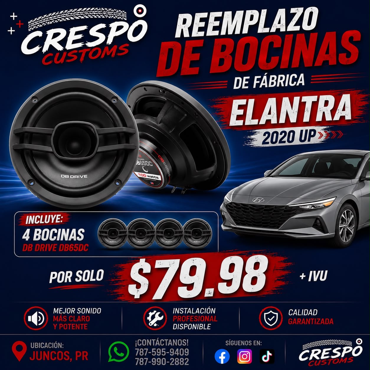 COMBO REEMPLAZO DE BOCINA PARA ELANTRA 2020 UP
